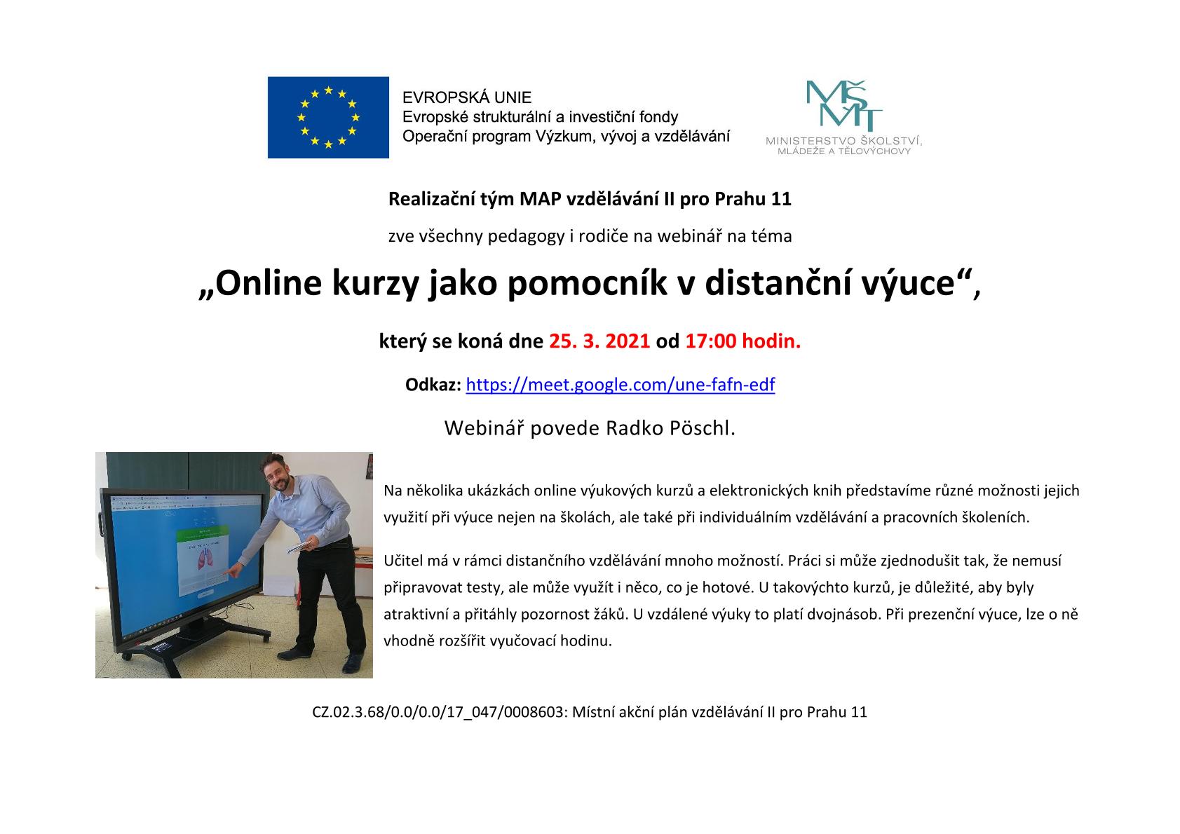 MAP II: Online kurzy jako pomocník v distanční výuce