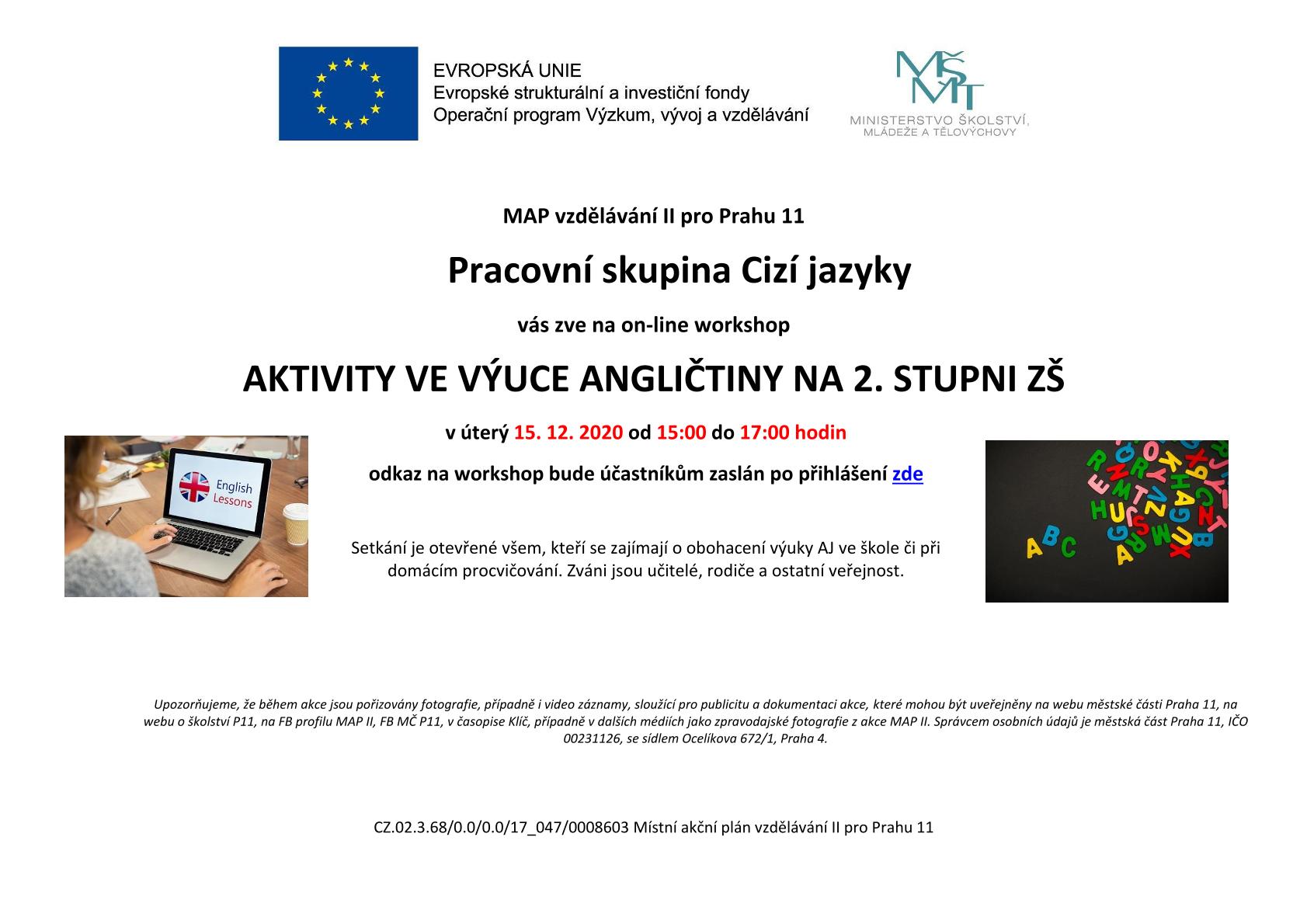 15. 12. od 15:00 hod. AKTIVITY VE VÝUCE ANGLIČTINY NA 2. STUPNI ZŠ