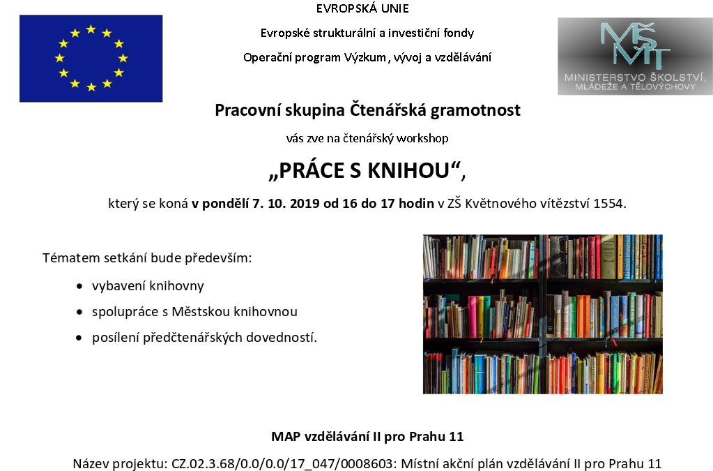Pracovní skupina Čtenářská gramotnost - pozvánka na workshop DNE 7.10. od 16:00