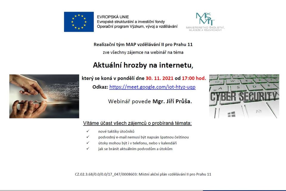 Webinář MAP: Aktuální hrozby na internetu - dnes 30.11. od 17:00